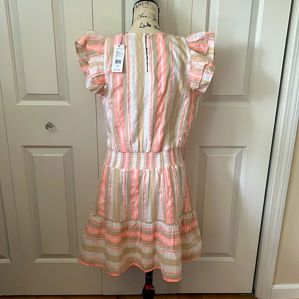 NWT Vineyard Vines coral & tan striped v neck dress sz medium - Picture 5 of 13